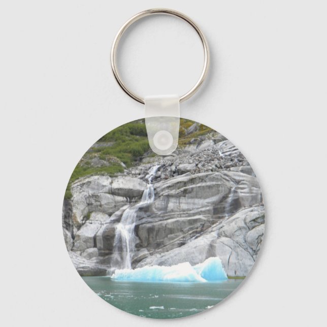 Waterfall and Iceberg Alaska Inside Passage Key Ring (Front)