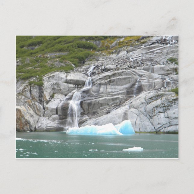 Waterfall and Iceberg Alaska Inside Passage Postcard (Front)