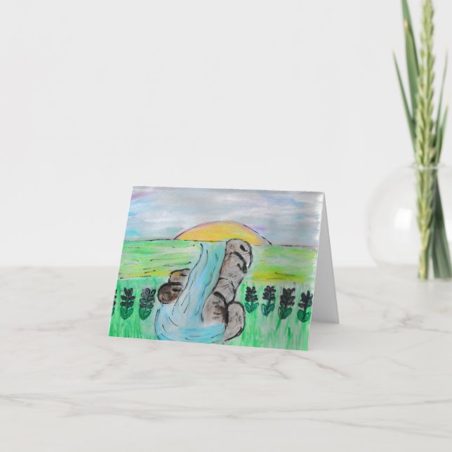 Waterfall and Lavender Flowers  Thank You Card (Front)