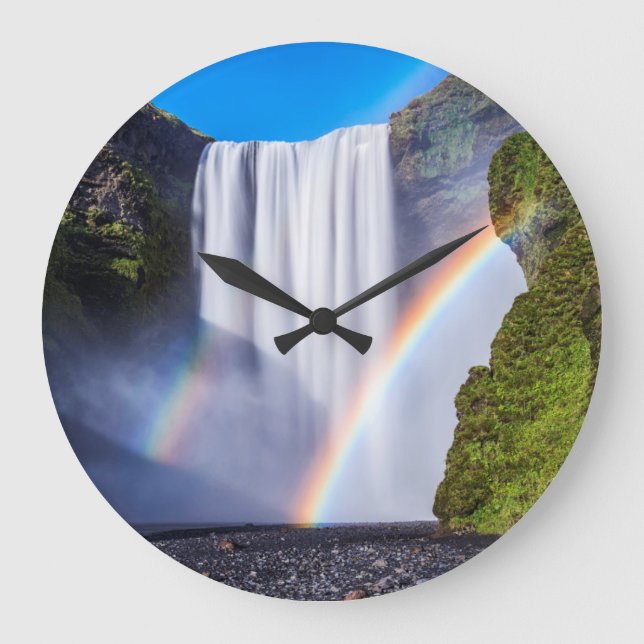 Waterfall and rainbow large clock (Front)