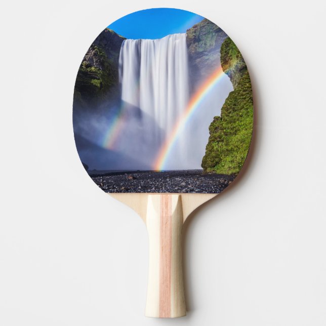 Waterfall and rainbow ping pong paddle (Front)