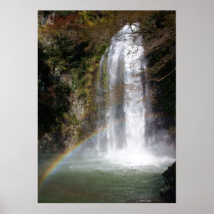 Waterfall and Rainbow Poster