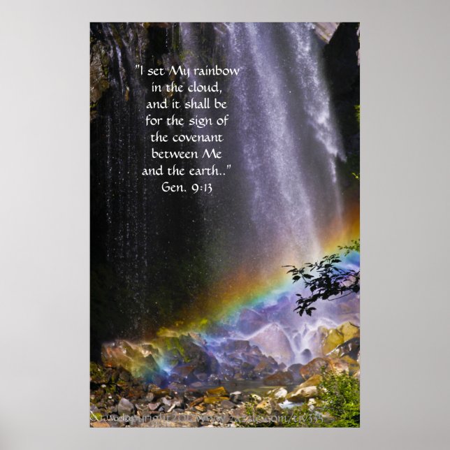 Waterfall and Rainbow Print w/Scripture Verse (Front)
