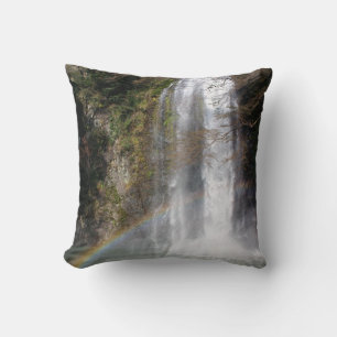 Waterfall and Rainbow Throw Pillow