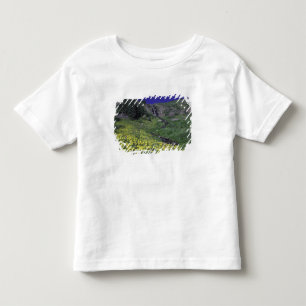 Waterfall and wildflowers in alpine meadow, 3 toddler T-Shirt
