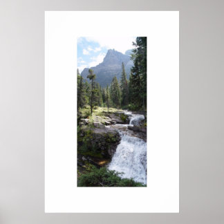 Waterfall at Glacier National Park Poster