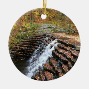 Waterfall at Laurel Hill State Park II Ceramic Tree Decoration
