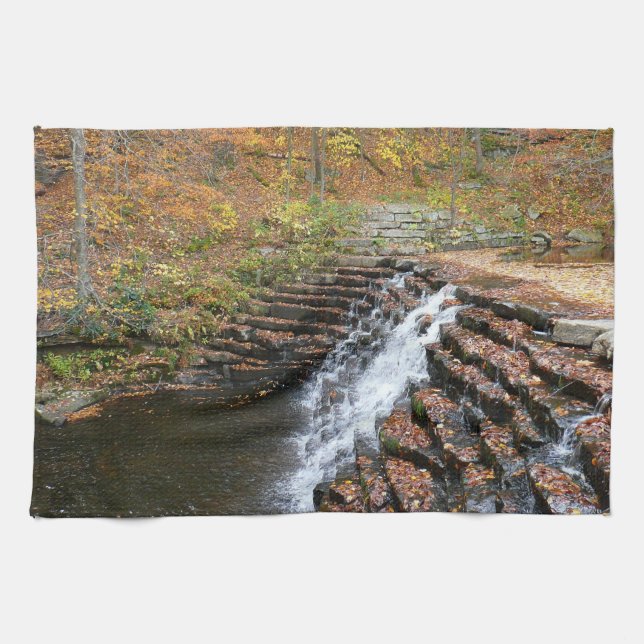 Waterfall at Laurel Hill State Park II Tea Towel (Horizontal)