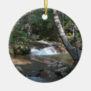Waterfall at Pemigewasset River II Ceramic Tree Decoration
