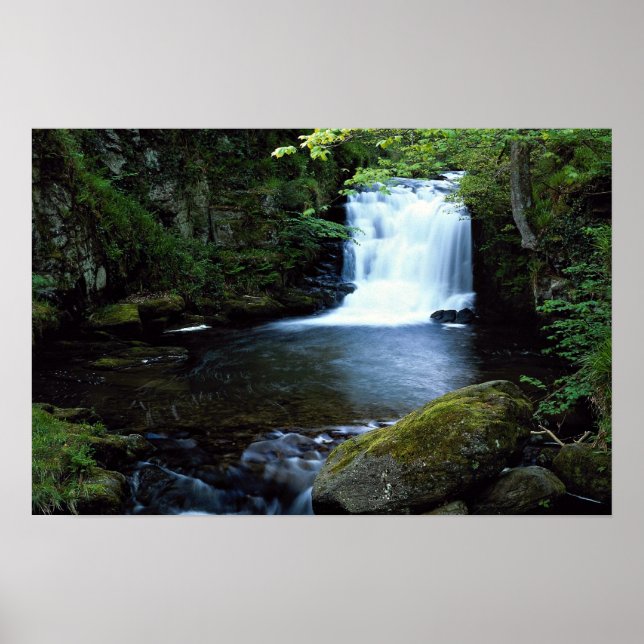 Waterfall at Watersmeet, North Devon, England Poster (Front)