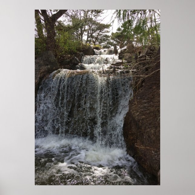 Waterfall at Zen Gardens Poster (Front)
