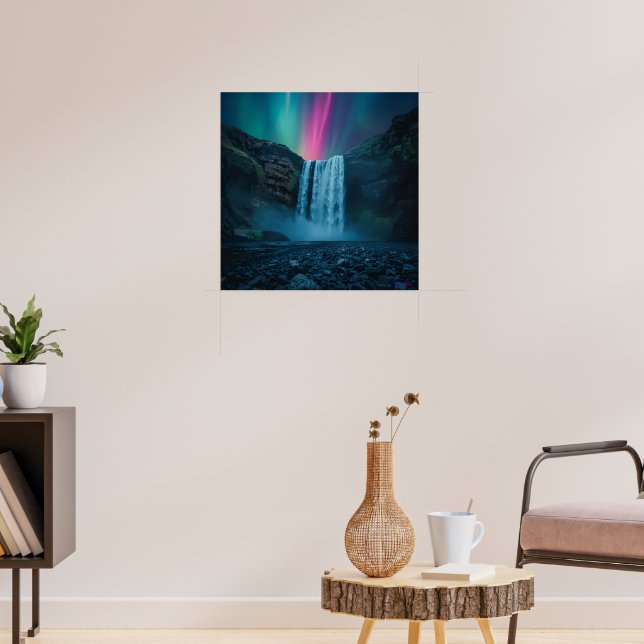Waterfall Aurora Art Print – Majestic Evening View (Living Room 3)