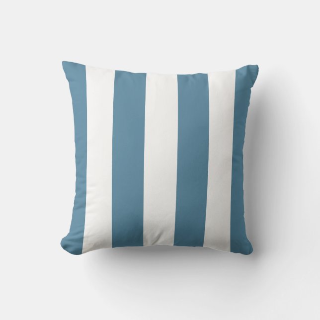 Waterfall Blue and White Striped Throw Pillow (Front)