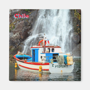 Waterfall & Boat, Chile Magnet