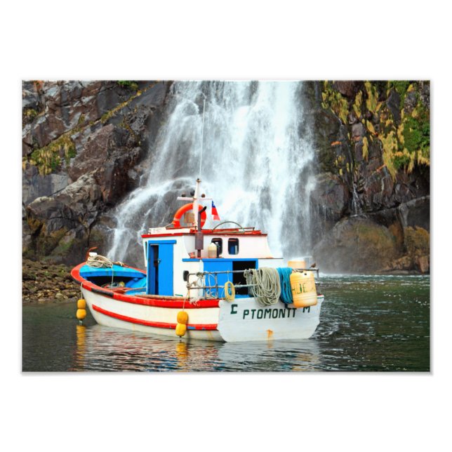 Waterfall & boat photo print (Front)