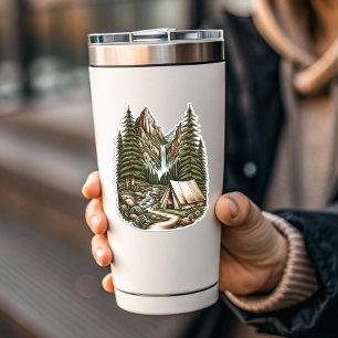 Waterfall Campsite Vinyl Sticker   Die-Cut-Sticker