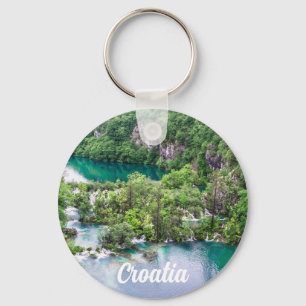 Waterfall cascade in Plitvice Lakes Park, Croatia Key Ring