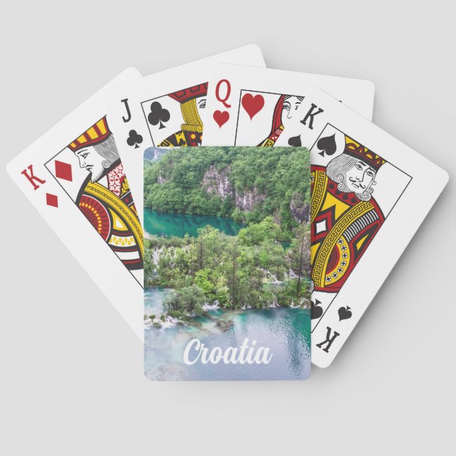 Waterfall cascade in Plitvice Lakes Park, Croatia Playing Cards (Back)