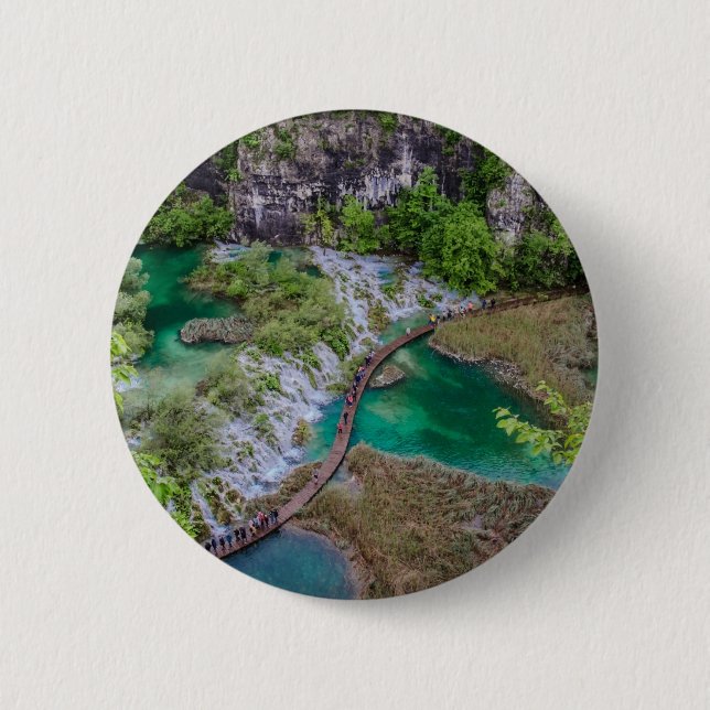 Waterfall cascade of Plitvice lakes park 6 Cm Round Badge (Front)