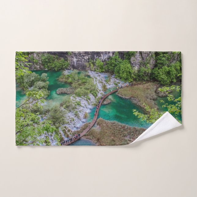 Waterfall cascade of Plitvice lakes park Hand Towel (Hand Towel)