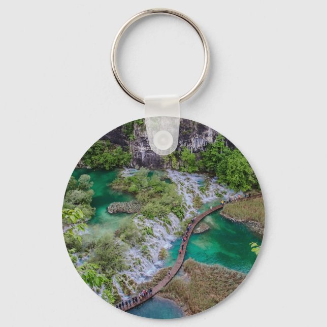 Waterfall cascade of Plitvice lakes park Key Ring (Front)