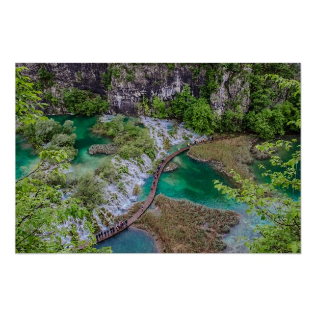 Waterfall cascade of Plitvice lakes park Poster (Front)
