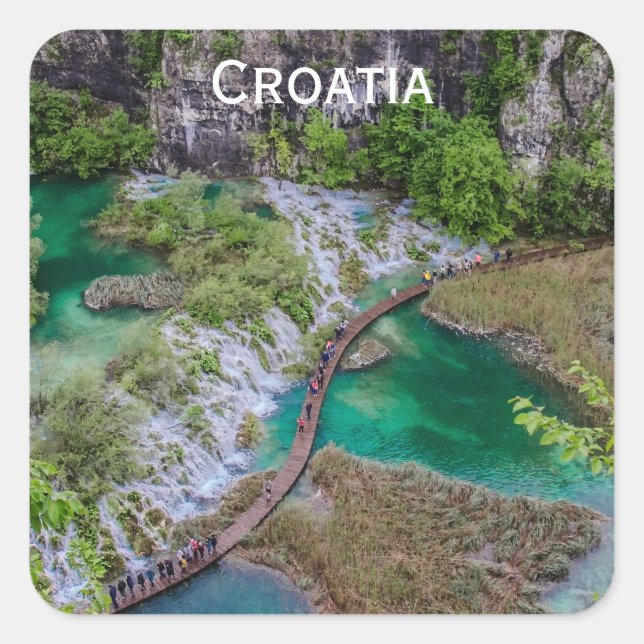 Waterfall cascade of Plitvice lakes park Square St Sticker (Front)