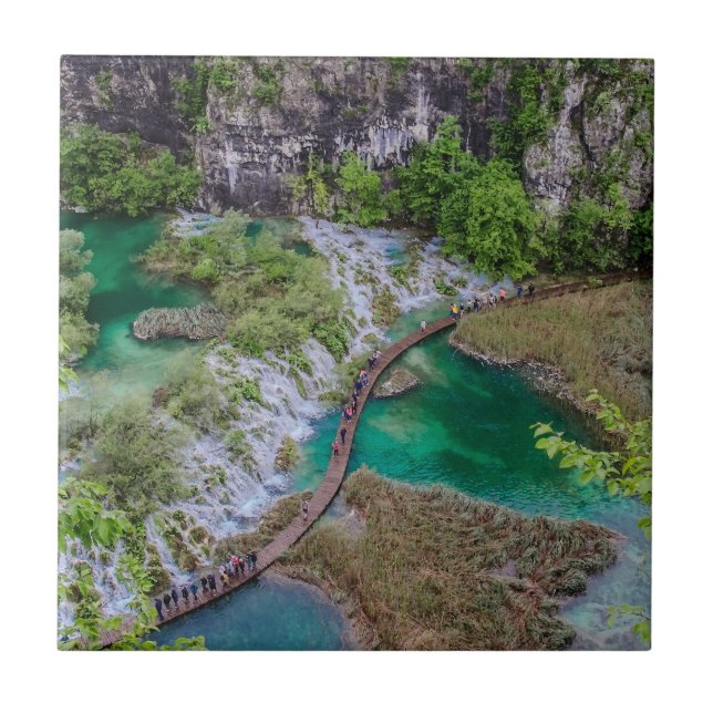 Waterfall cascade of Plitvice lakes park Tile (Front)