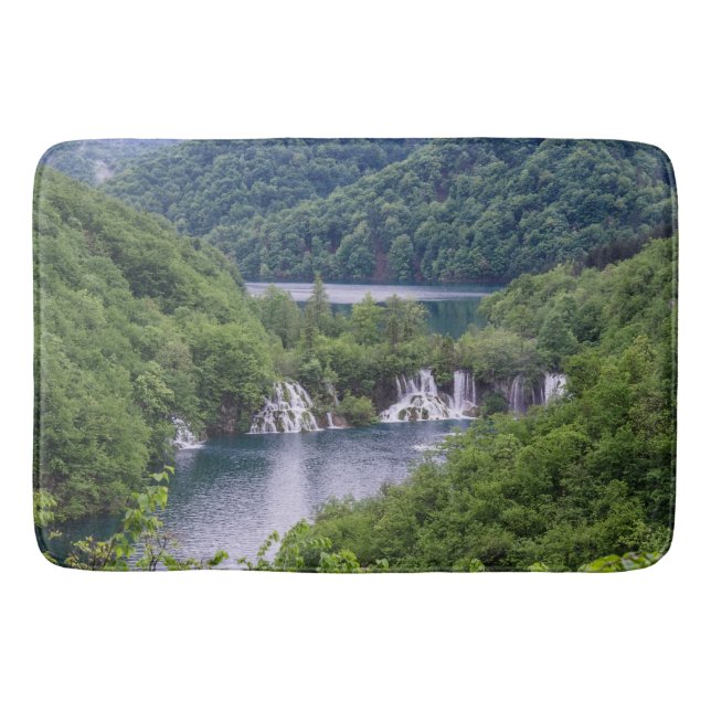 Waterfall cascade with green forest in Croatia Bath Mat (Front)