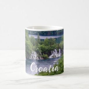 Waterfall cascade with green forest in Croatia Coffee Mug