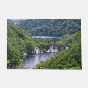 Waterfall cascade with green forest in Croatia Doormat