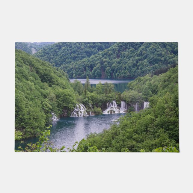 Waterfall cascade with green forest in Croatia Doormat (Front)
