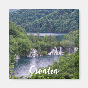 Waterfall cascade with green forest in Croatia Magnet