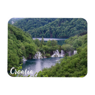 Waterfall cascade with green forest in Croatia Magnet