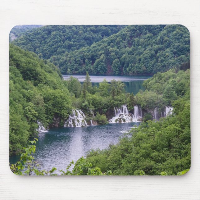 Waterfall cascade with green forest in Croatia Mouse Mat (Front)