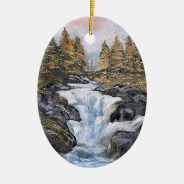 Waterfall Ceramic Tree Decoration (Front)