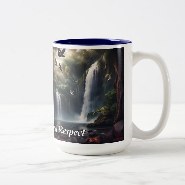 Waterfall coffee mug with daily mantra (Right)