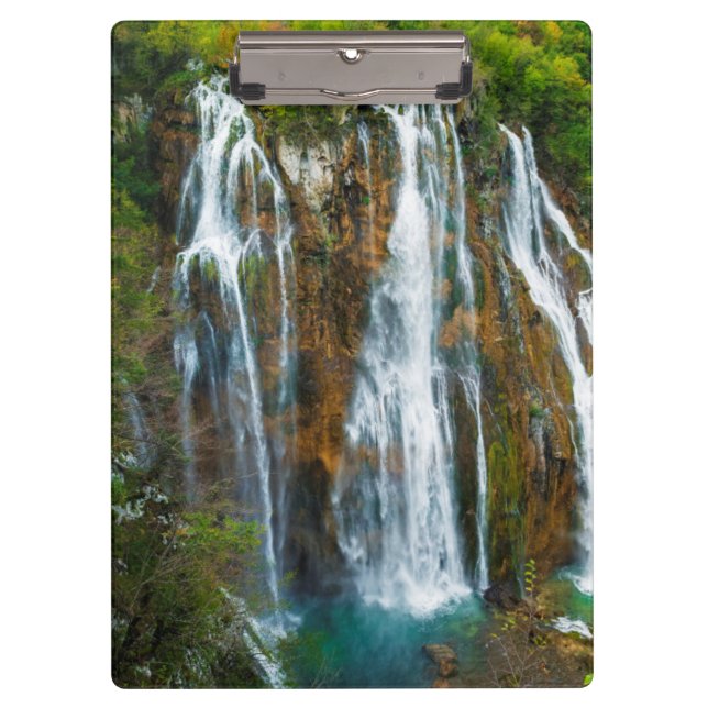 Waterfall elevated view, Croatia Clipboard (Front)