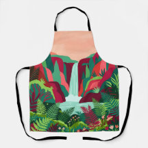 Waterfall Fern Apron - Crimson & Jade Design