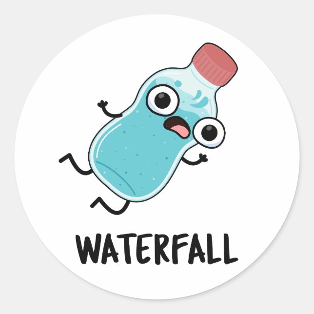 Waterfall Funny Water Pun  Classic Round Sticker (Front)