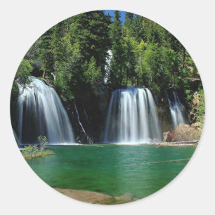 Waterfall Garden Classic Round Sticker