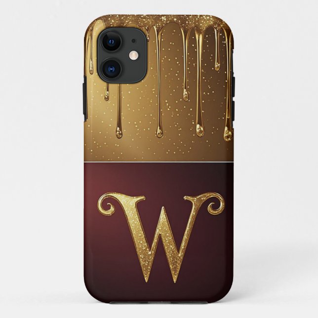 ✨ Waterfall Glitter W Monogram Dripping Luxe Case-Mate iPhone Case (Back)