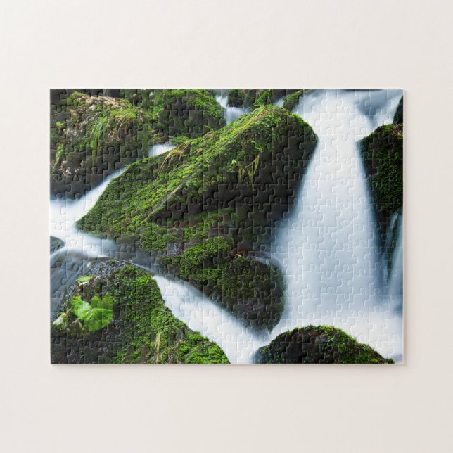waterfall green stone jigsaw puzzle (Horizontal)