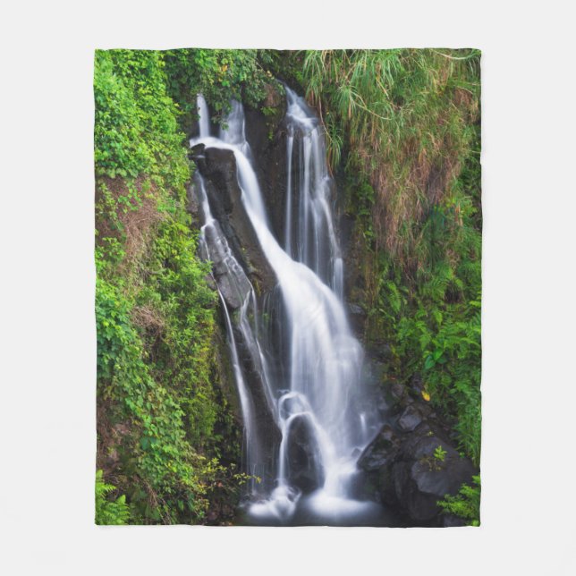 Waterfall, Hamakua coast, Hawaii Fleece Blanket (Front)
