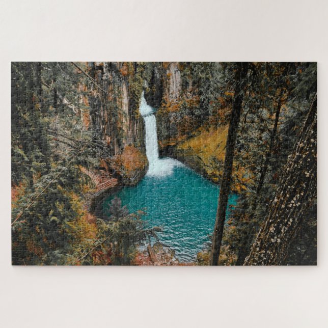 Waterfall Hidden in the Woods Jigsaw Puzzle (Horizontal)