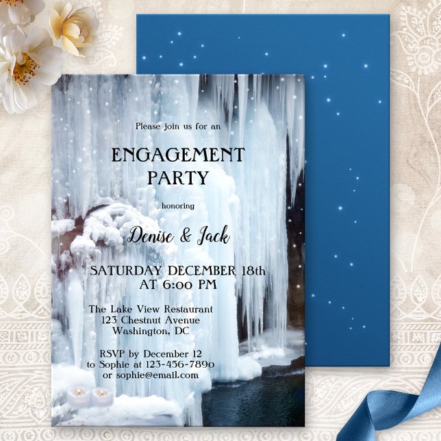 Waterfall Ice and Light Sparkles Engagement Invitation (Creator Uploaded)