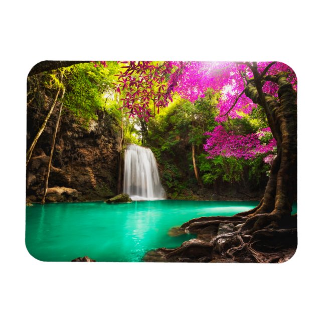 Waterfall in Autumn Forest Magnet (Horizontal)