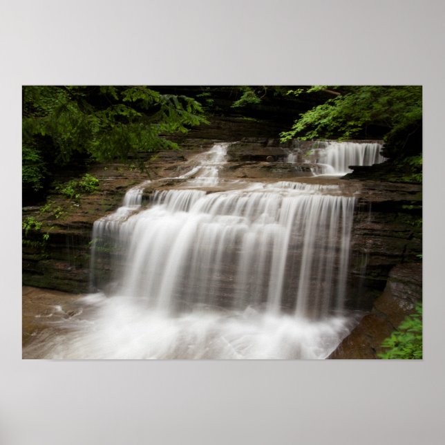 Waterfall in Buttermilk Falls State Park, New York Poster (Front)