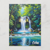 Waterfall in Cebu Philippines Vintage 
