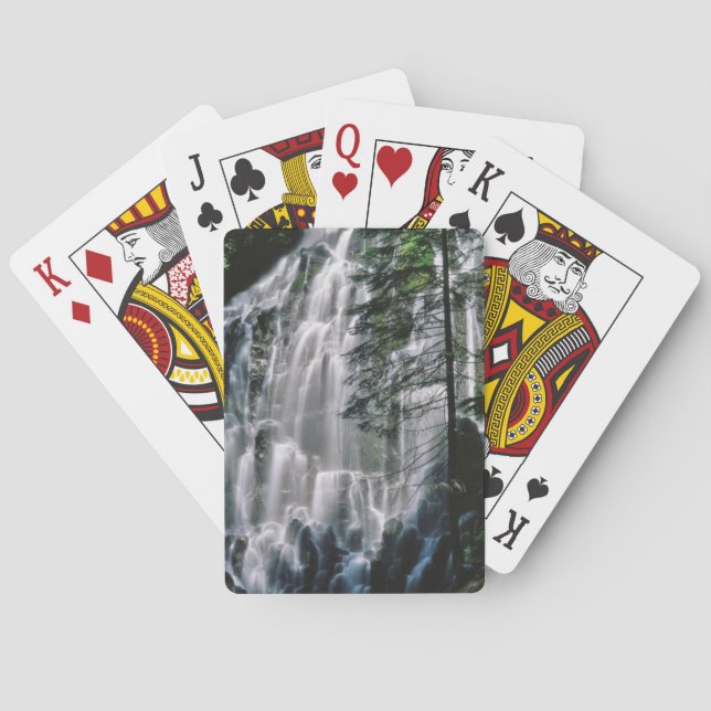 Waterfall in forest, Oregon Playing Cards (Back)